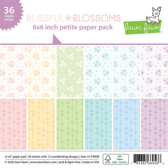 Lawn Fawn blissful blossoms petite paper pack 6”x6”
