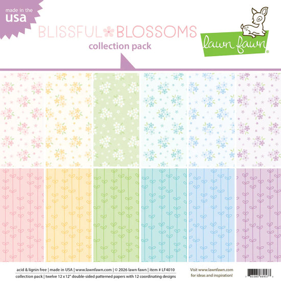 Lawn Fawn blissful blossoms petite paper pack 12”x12”
