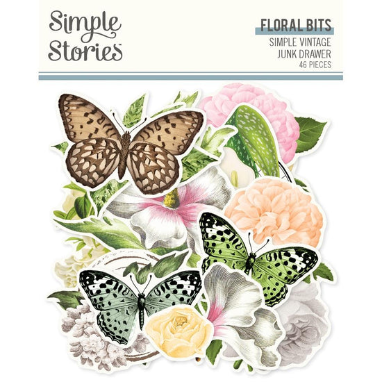 Simple Stories Floral Bits & Pieces Die Cuts 46/Pkg Simple Vintage Junk Drawer