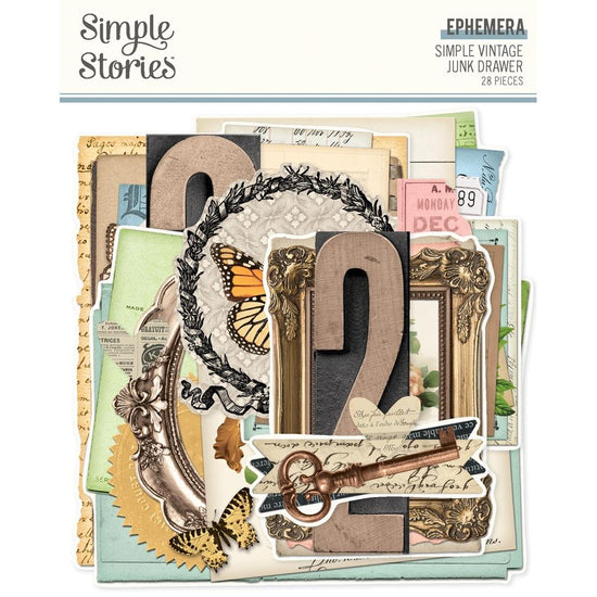Simple Stories Ephemera Bits & Pieces Die Cuts 28/Pkg Simple Vintage Junk Drawer