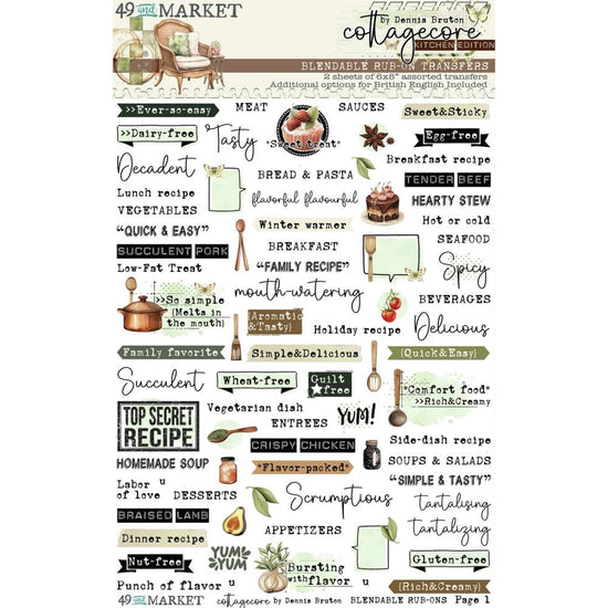 49 And Market Rub-On Transfer Set 6"X8" Cottagecore Kitchen Edition