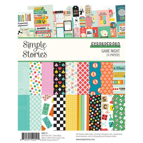 Simple Stories 6”x8” paper pad Game Night