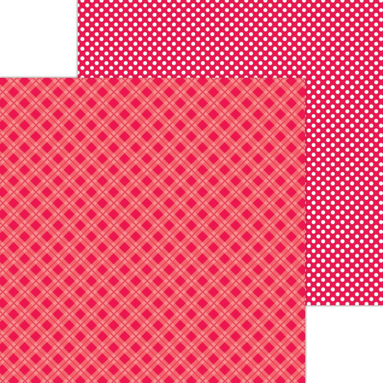 Doodlebug Petite Prints Plaid/Polka Dot Cardstock 12"X12" Ladybug
