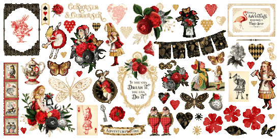 Graphic 45 Ephemera Set Curiouser & Curiouser