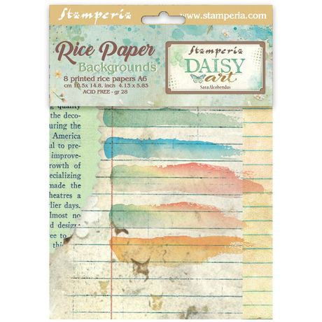 Stamperia Rice Paper A6 8/Pkg Daisy Art Backgrounds