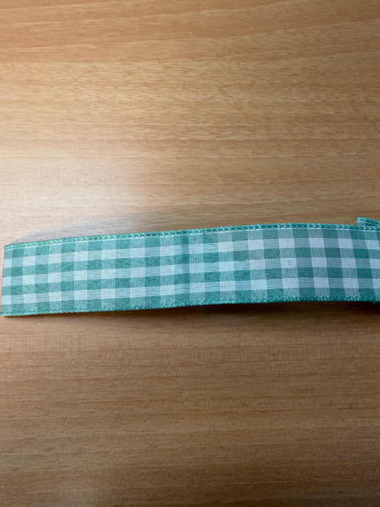 Wired Ribbon Gingham 1.5” Aqua