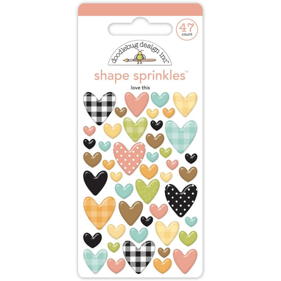 Doodlebug Sprinkles Adhesive Enamel Shapes Love This, Farmhouse