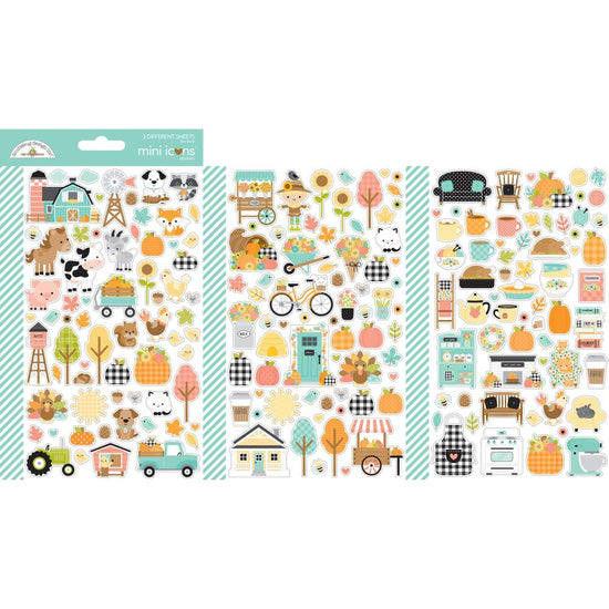 Doodlebug Mini Icon Stickers Farmhouse