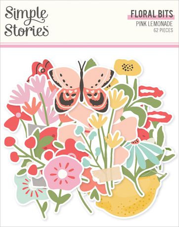 Simple Stories Floral Bits & Pieces Die Cuts Pink Lemonade