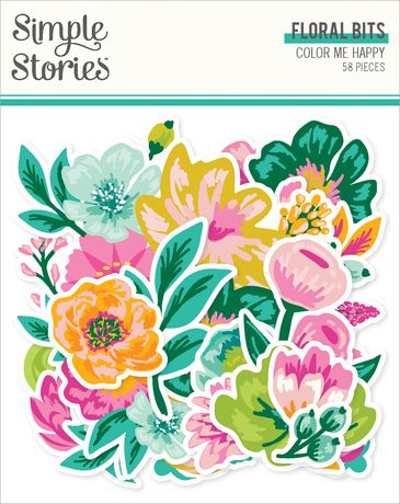 Simple Stories Floral Bits & Pieces Die Cuts Color Me Happy