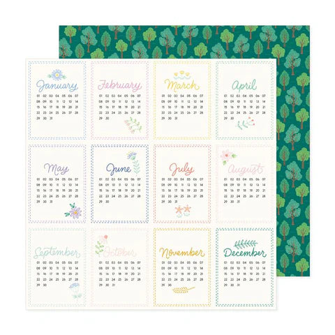 American Crafts Patterned Double-Sided Cardstock 12"X12" At A Glance, Poppy And Pear