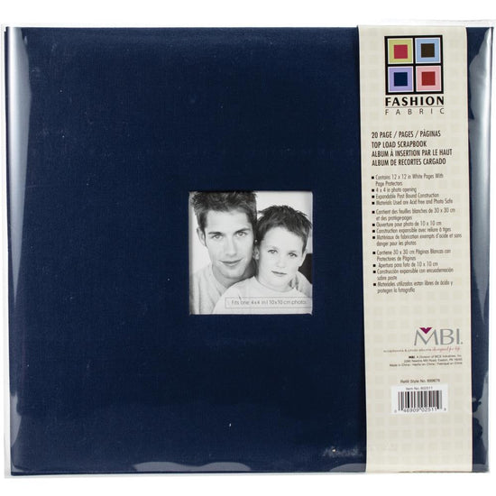 MBI Fashion Fabric Post Bound Album W/Window 12"X12" Blue