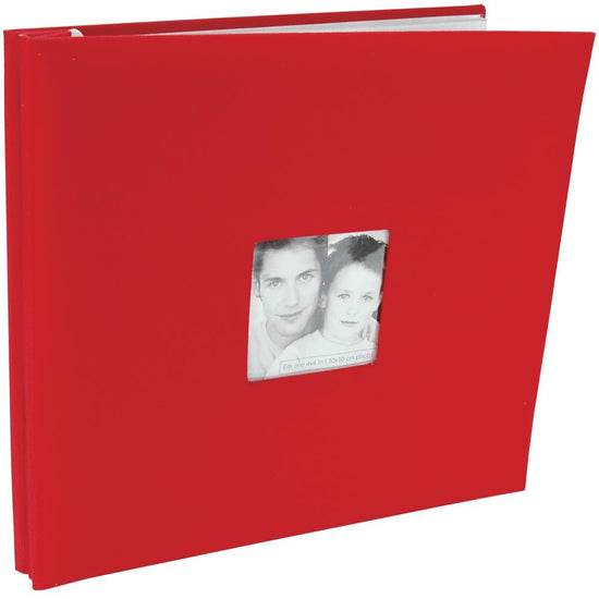 MBI Fashion Fabric Post Bound Album W/Window 12"X12" Red