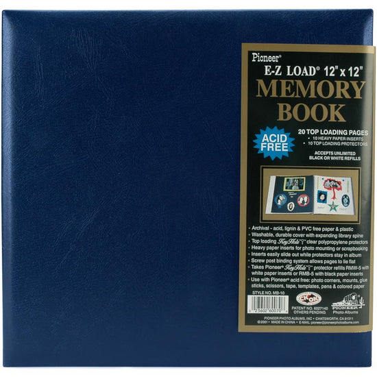 Pioneer Leatherette Post Bound Album 12"X12" Navy