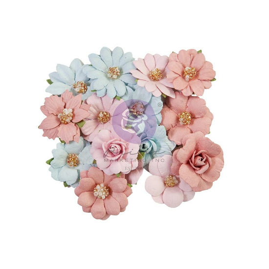 Prima Marketing Paper Flowers 15/Pkg Orchestral Melody, French Blue