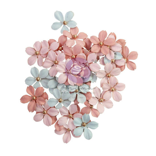 Prima Marketing Paper Flowers 48/Pkg Cherished Memories, French Blue