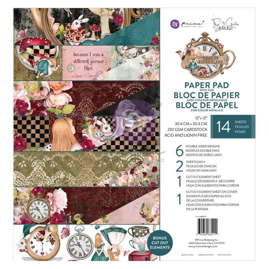 Prima Marketing Double-Sided Paper Pad 12"X12" 14/Pkg Lost in Wonderland