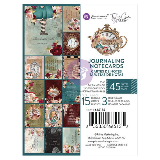 Lost In Wonderland Journaling Cards 3"X4" 45/Pkg 15 Designs/3 Each