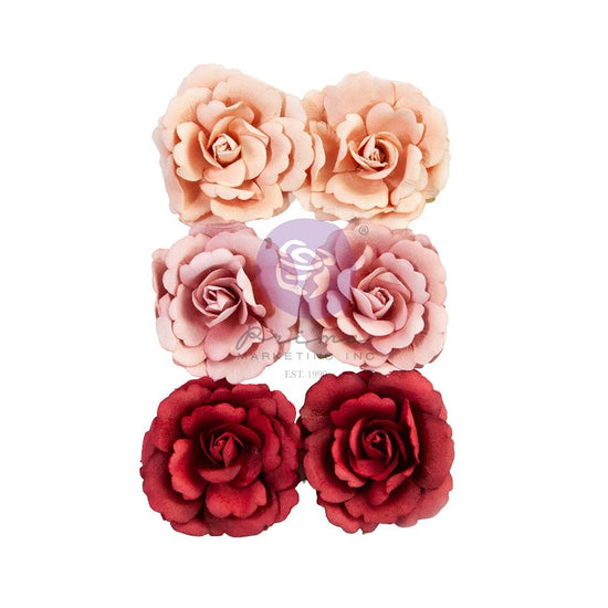 Prima Marketing Paper Flowers 6/Pkg Queen Of Hearts, Lost In Wonderland