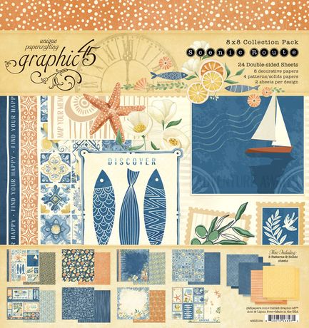 Graphic 45 Collection Pack 8"X8" Scenic Route