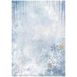 Stamperia Rice Paper Sheet A4 Create Happiness Dewdrops Blue Snowflakes