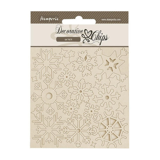 Stamperia Decorative Chips 5.5"X5.5" Dewdrops Snowflakes