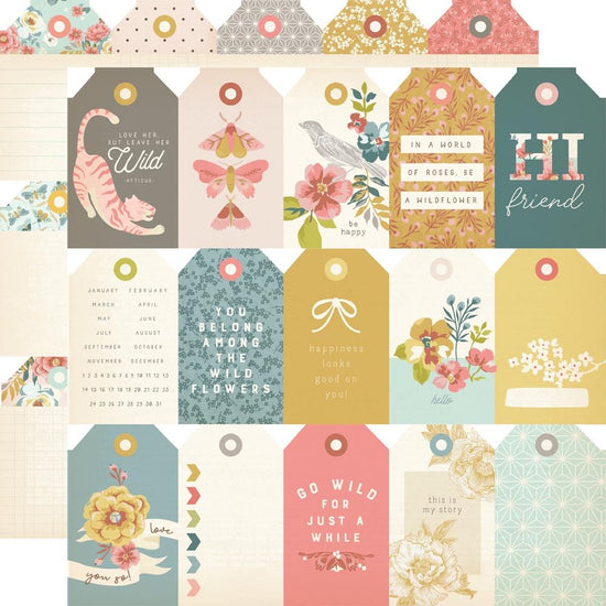 Wildflower Double-Sided Cardstock 12"X12" Tag Elements