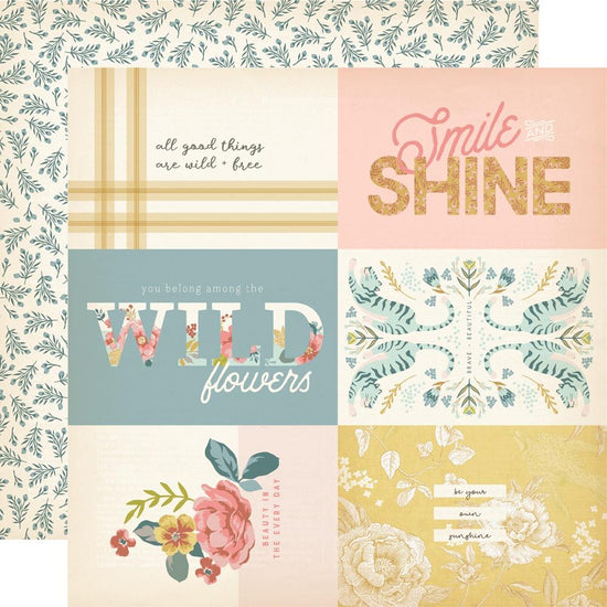 Wildflower Double-Sided Cardstock 12"X12" 4”x6” Elements