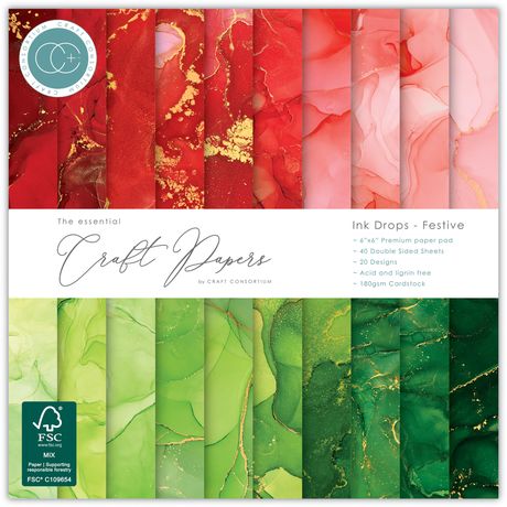 Craft Consortium Double-Sided Paper Pad 6"X6" 40/Pkg Ink Drops