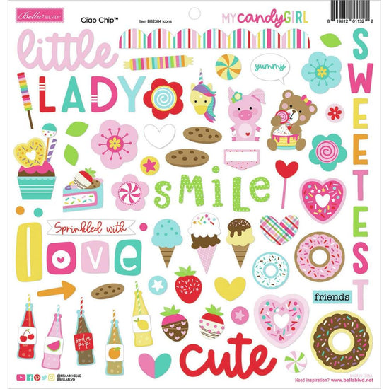 Bella Blvd Chipboard Stickers 12"X12" Icons, My Candy Girl