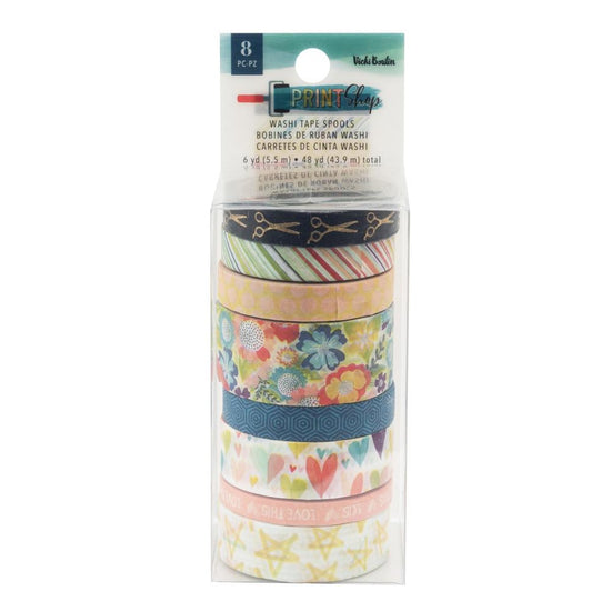 Vicki Boutin Print Shop Washi Tape 8/Pkg W/Gold Foil Accents