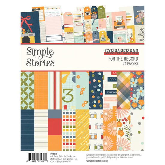 Simple Stories Double-Sided Paper Pad 6"X8" 24/Pkg For the Record