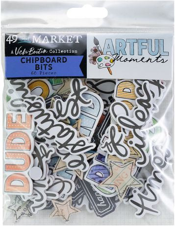 49 And Market Chipboard Bits Icons and Titles Artful Moments