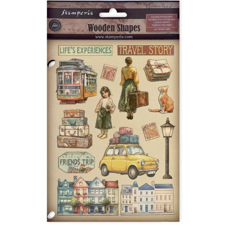 Stamperia Wooden Shapes A5 Art of Travelling