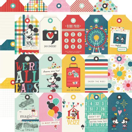 Simple Stories Happiest Place Double-Sided Cardstock 12"X12" Tag Elements