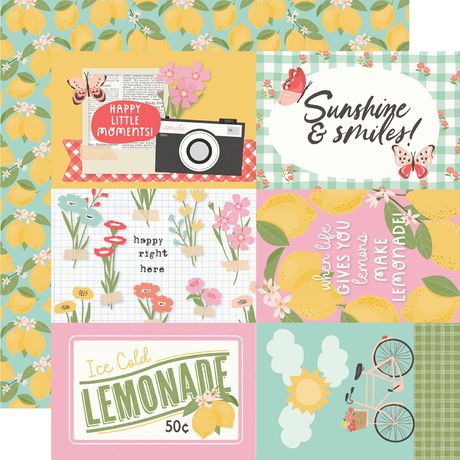 Simple Stories Pink Lemonade Double-Sided Paper12"X12" 4”x6” Elements