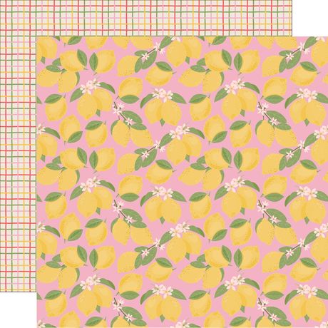 Simple Stories Pink Lemonade Double-Sided Paper12"X12" Lemon Squeezy