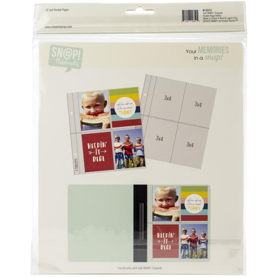 Simple Stories Sn@p! Pocket Pages For 6"X8" Flipbooks 10/Pkg 4) 3"X4" Pockets