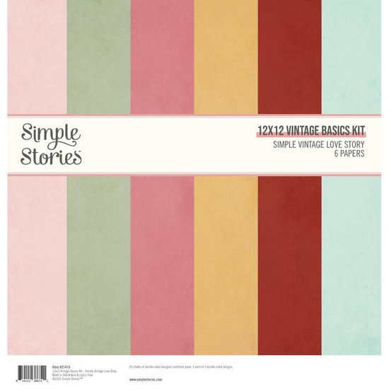 Simple Stories Basics Double-Sided Paper Pack 12"X12" 6/Pkg Simple Vintage Love Story