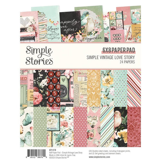 Simple Stories Double-Sided Paper Pad 6"X8" 24/Pkg Simple Vintage Love Story