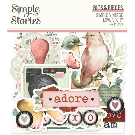 Simple Vintage Love Story Bits & Pieces Die-Cuts 47/Pkg