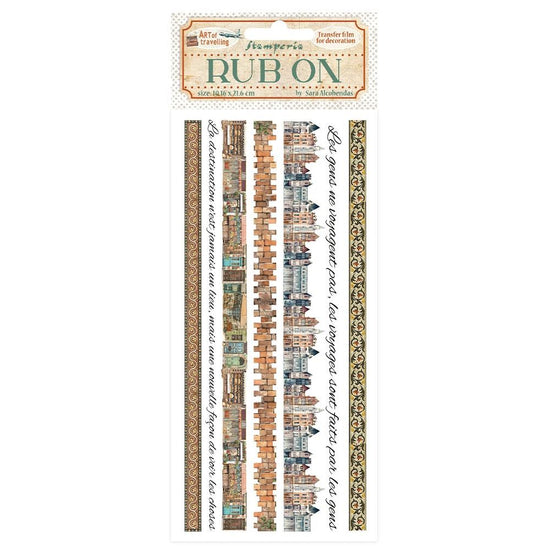 Stamperia Rub-On 4"X8.5" Art of Traveling Stripes