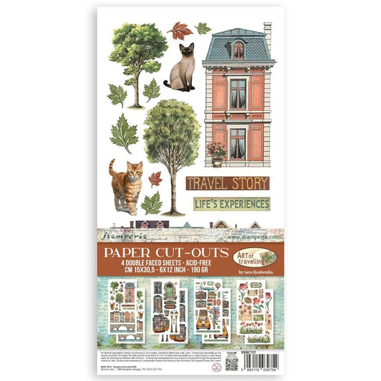Stamperia Double-Sided Paper Cut-Outs 4/Pkg Art of Traveling