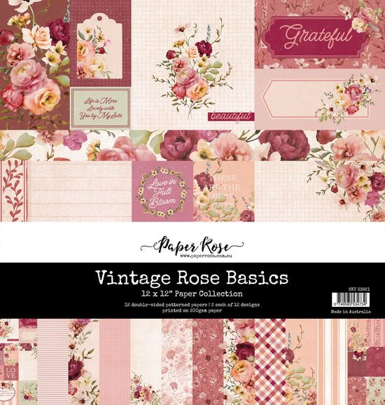 Paper Rose Vintage Rose Basics 12 x 12 Collection