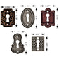 Idea-Ology Metal Keyholes W/Brads .75"X1" To 1"X1.5" 5/Pkg Antique Nickel, Brass and Copper