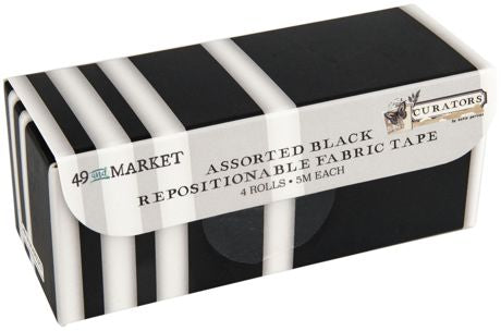 49 And Market Curators Fabric Tape Set 4/Rolls All Black Assortment