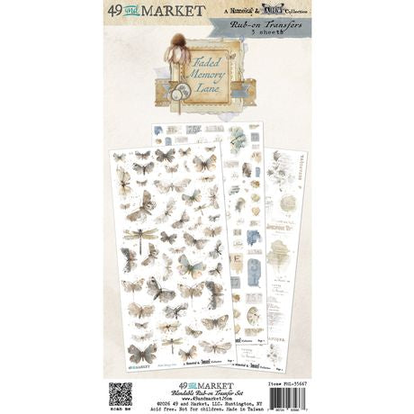 49 and Market Blendable Rub-On Transfer Set 6"X12" Faded Memory Lane