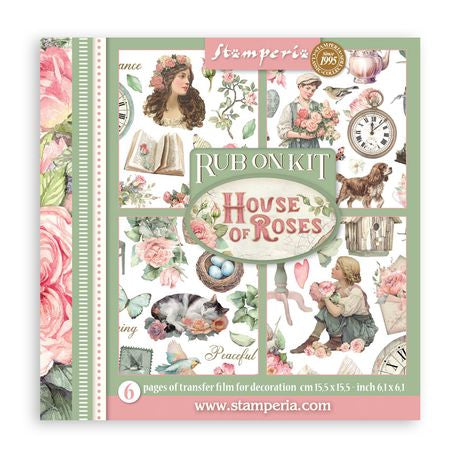 Stamperia Assortment Rub-On 6.1"x6.1" - 6/Pkg House of Roses