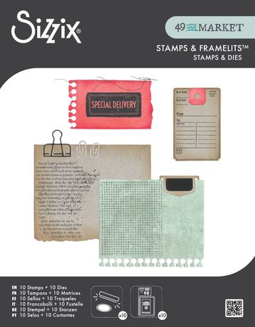 Sizzix Clear Stamp With Framlits Die By 49 & Market 10/Pk Creative Combos 