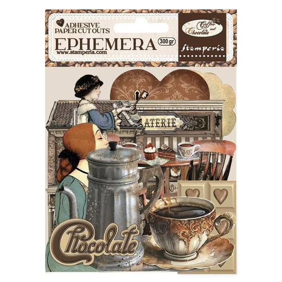 Stamperia Cardstock Ephemera Adhesive Paper Cut Outs Coffee and Chocolate